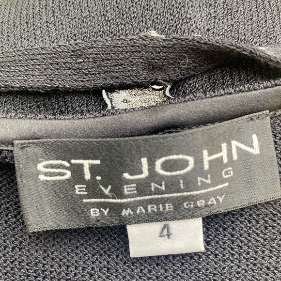 Vintage St John Evening by Marie Gray Formal Gown Knit Maxi Dress Black Sz 4 EUC - Picture 11 of 13